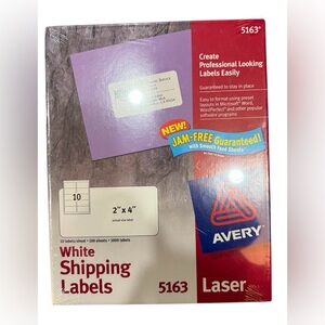 Avery White Shipping Labels 5163 Laser 100 sheets NEW in package-Vintage (1999)